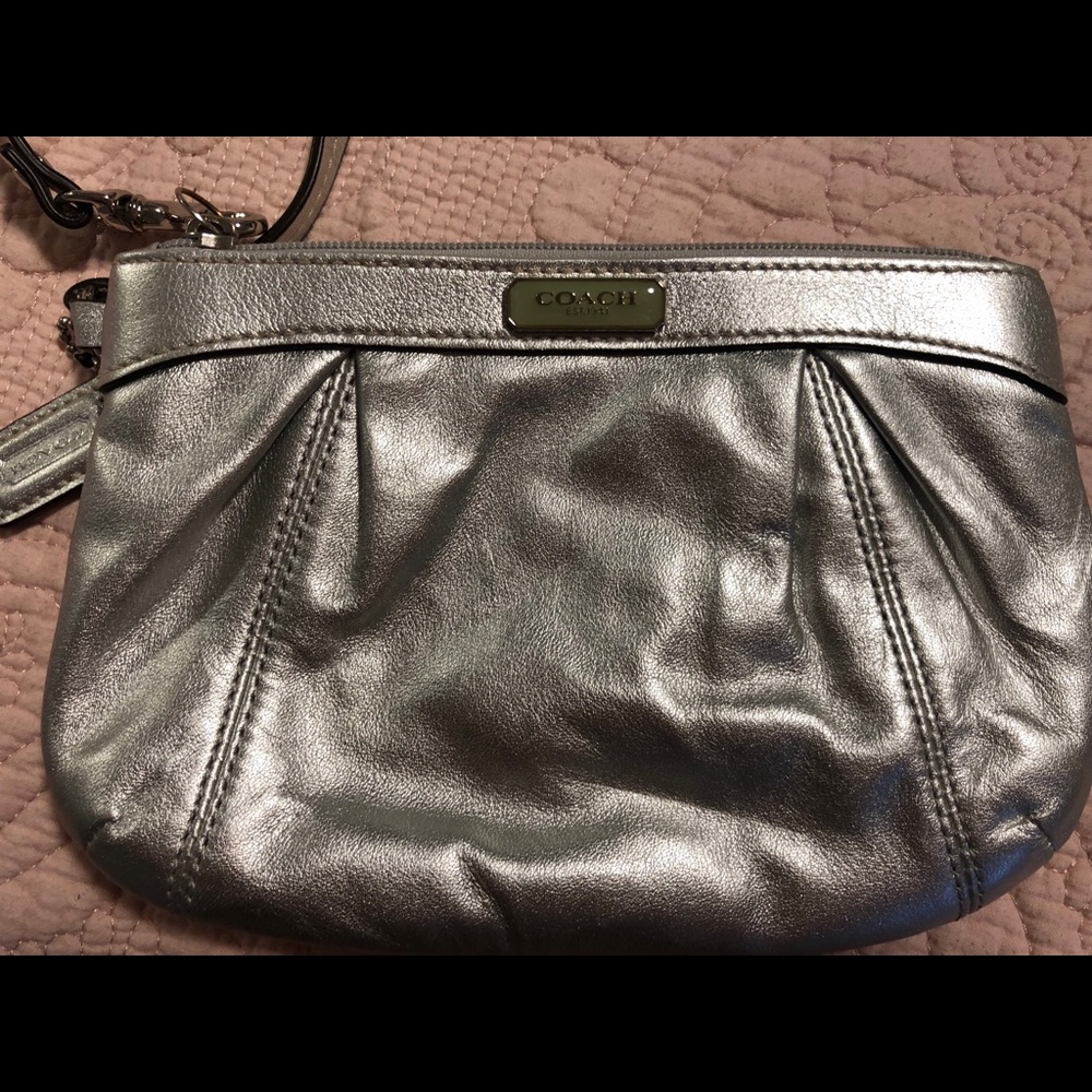 Silver Coach Wristlet